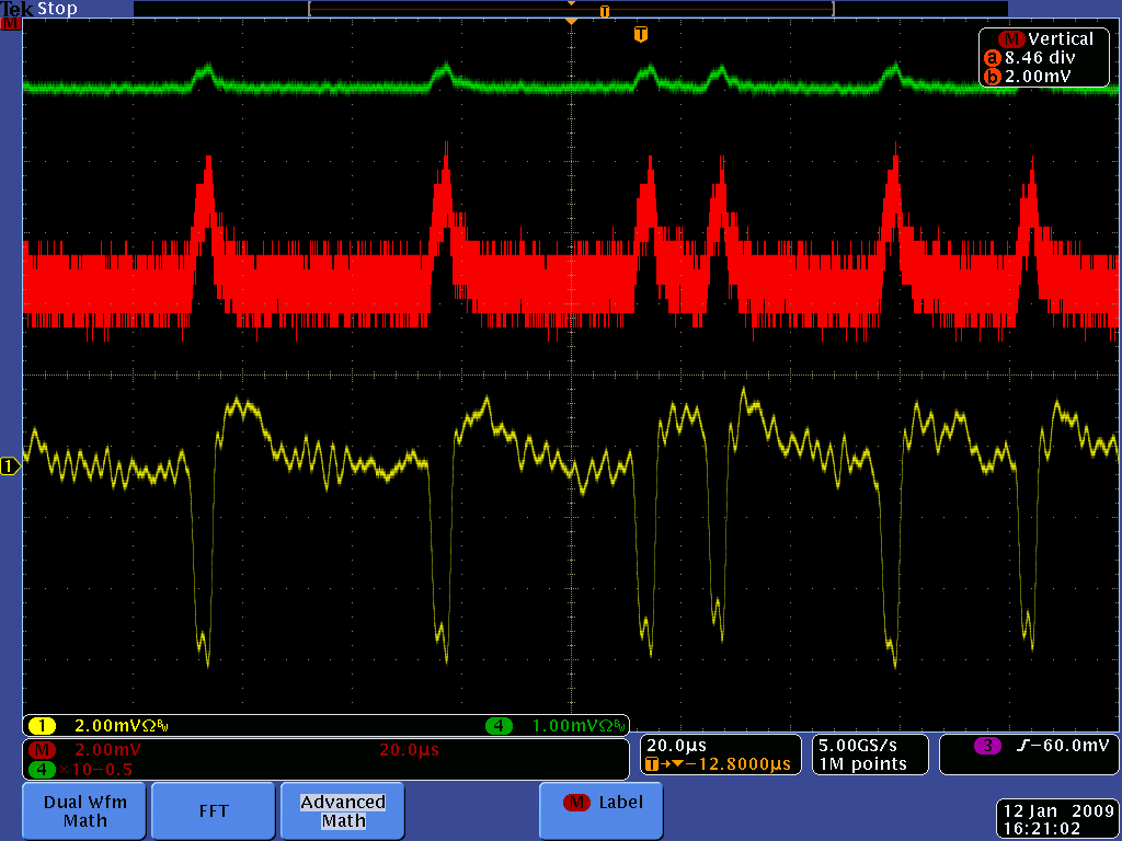 train de pulses MIRA (vert) MIRA amplifie (rouge) New PDH (jaune)